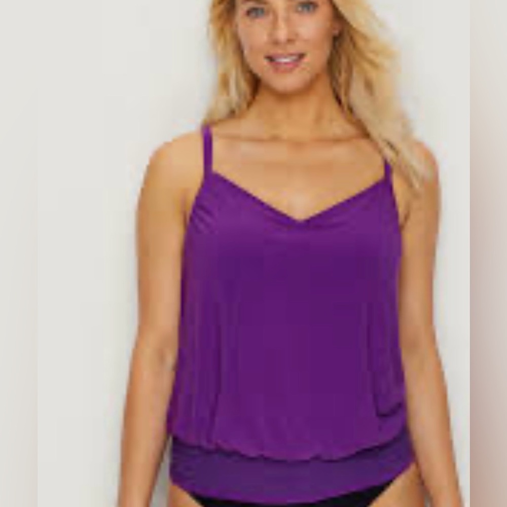MagicSuit Solids Justina Tankini Top in Amethyst, Size 8, purple, swimsuit